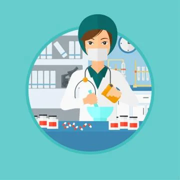 Pharmacist preparing medication. Stock Illustration