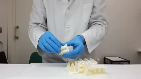 Pharmacist showing a mold with suppositories Stock Footage 144835830