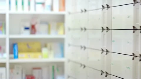 Pharmacist taking medicines for customer 스톡 동영상 21285941