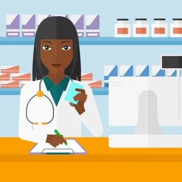 Pharmacist taking notes Stock Illustration