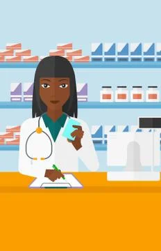 Pharmacist taking notes Illustrazione stock