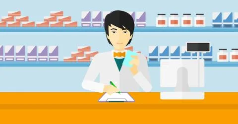 Pharmacist taking notes Stock Illustration