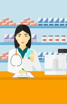 Pharmacist taking notes イラスト素材