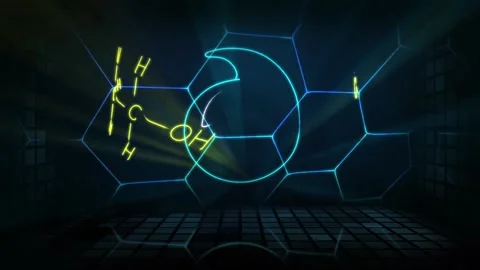 Pharmacology. Computer simulation of an animated laser show Video stock 132449361