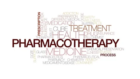 Pharmacotherapy animated word cloud, text design animation. Kinetic typography. Stock Footage 72994447