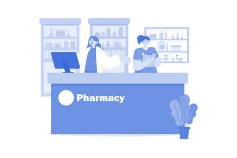 Pharmacy Assistant Illustration concept on a white background Stock Illustration