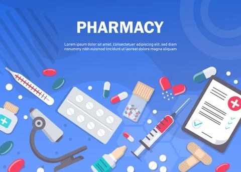 Pharmacy background, pharmacy design, pharmacy templates. Medicine, pharmacy, Stock Illustration