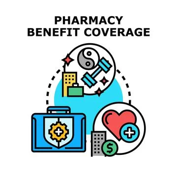 Pharmacy benefit coverage planning for health wellbeing Stock Illustration