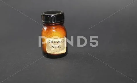 Pharmacy bottle with cocaine Stock Photos