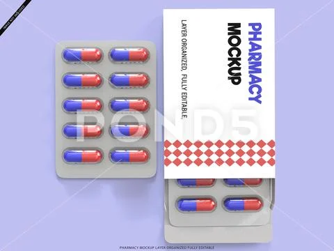 Pharmacy box branding and packaging mockup PSD Template