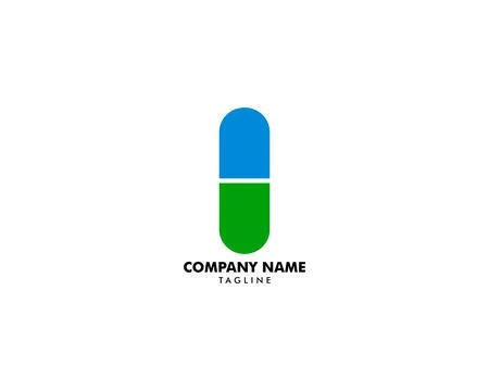 Pharmacy Capsule Logo Design Template Stock Illustration