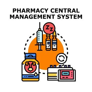 Pharmacy central management system concept icon Stock Illustration
