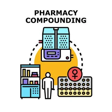Pharmacy compounding concept preparing personalized medication Stock Illustration