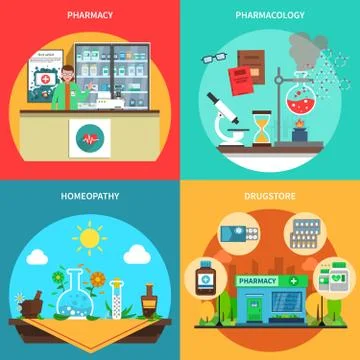 Pharmacy Concept Set Stock Illustration