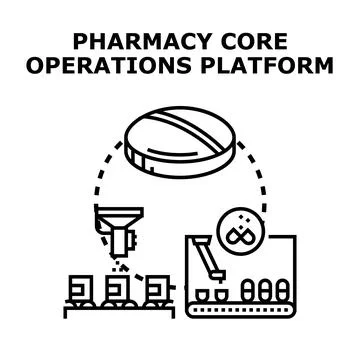 Pharmacy core operations platform icon system concept Stock Illustration