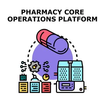 Pharmacy core operations platform managing medical services Stock Illustration