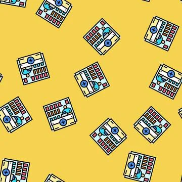 Pharmacy counter pharmacist vector seamless pattern Stock Illustration
