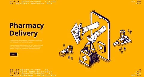 Pharmacy delivery, online store vector banner Stock-Illustration