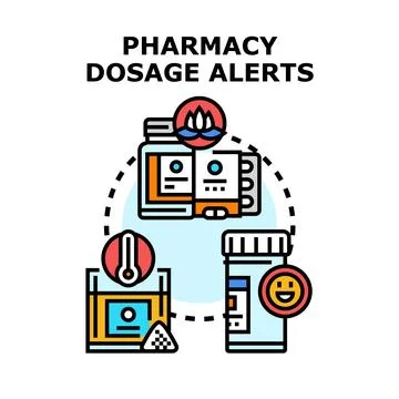 Pharmacy dosage alerts concept vector illustration Stock Illustration