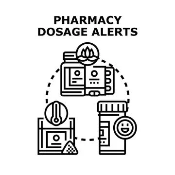 Pharmacy dosage alerts concept vector illustration 스톡 일러스트