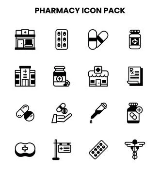 Pharmacy DuoTone Bundle Icons Pack Stock Illustration