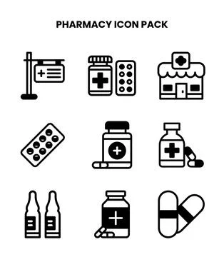 Pharmacy DuoTone Icons Pack Stock Illustration