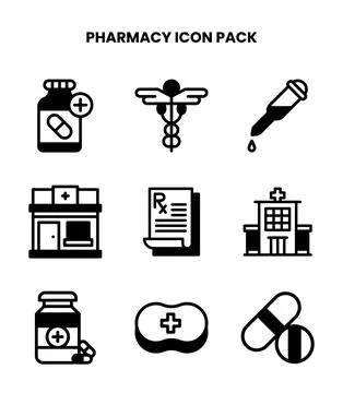 Pharmacy DuoTone Vector Icons Pack Stock Illustration