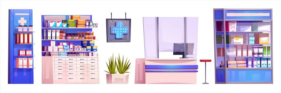Pharmacy equipment cartoon vector. Stock Illustration