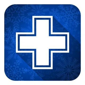 Pharmacy flat icon, christmas button. Stock Illustration