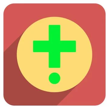 Pharmacy Flat Rounded Square Icon with Long Shadow Stock Illustration