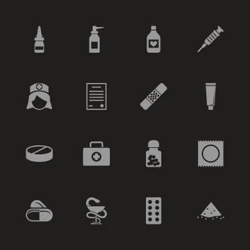 Pharmacy - Flat Vector Icons Stock Illustration