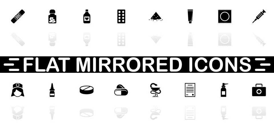 Pharmacy - Flat Vector Icons Stock Illustration