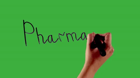 Pharmacy - Hand writing on green screen Stock Footage 33783924