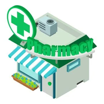 Pharmacy icon, isometric style Ilustración de archivo