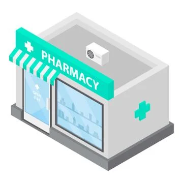 Pharmacy icon, isometric style Illustrazione stock