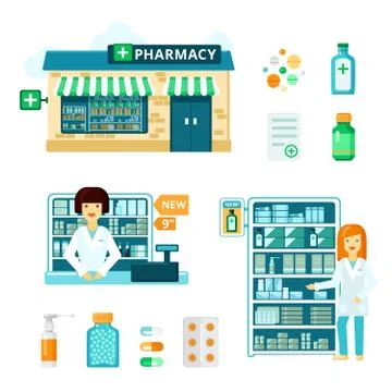 Pharmacy Icon Set 库存插图