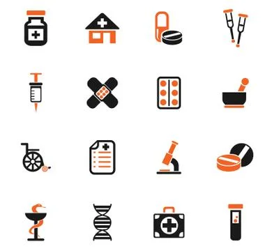 Pharmacy icon set Stock Illustration
