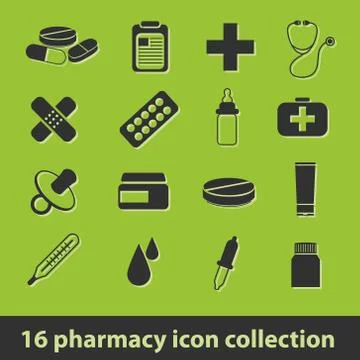 Pharmacy icons Illustrazione stock