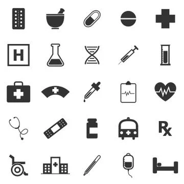 Pharmacy icons on white background Stock-Illustration