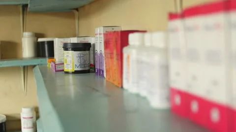 Pharmacy Kenya rack focus Stock-Footage 55090454