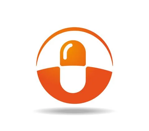 Pharmacy logo. Capsule tablet. Orange Stock Illustration
