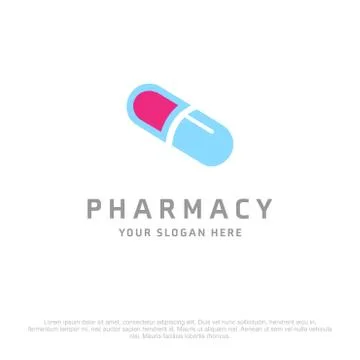 Pharmacy logo with creative design with white background and typography Stock Illustration