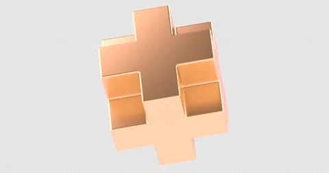 Pharmacy logo cube from golden crosses, rotation animation seamlessly loopa.. Stock Footage 331451646