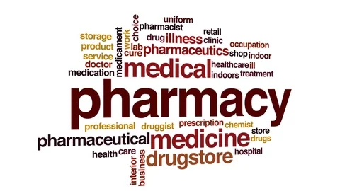 Pharmacy management animated word cloud, text design animation. Stock Footage 71810849