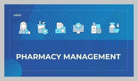 Pharmacy management presentation slide template Stock Illustration