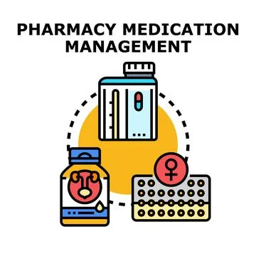 Pharmacy medication management concept vector illustration Stock Illustration
