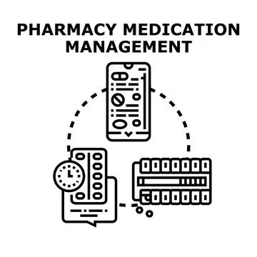 Pharmacy medication management system planning delivery Stock Illustration