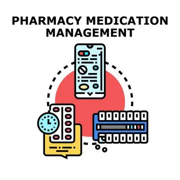 Pharmacy medication management system planning delivery Stock Illustration