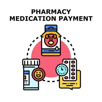 Pharmacy medication payment vector concept illustration Stock Illustration