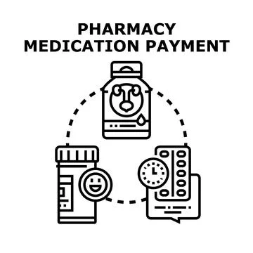 Pharmacy medication payment vector concept illustration Stock Illustration